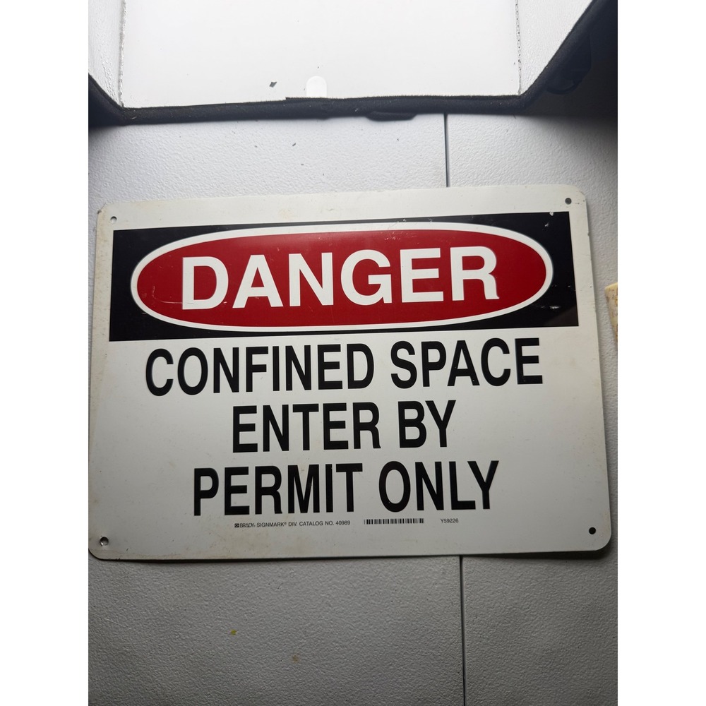 Brady Signmark Danger Confined Space Enter By Permit Only Metal Sign 10x14 40989